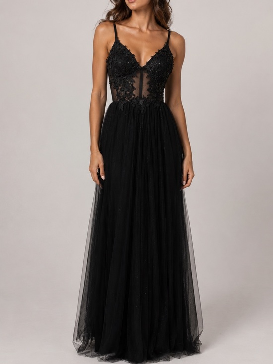 Midnight Doll Dresses & Skirts - Midnight Doll Black Lace Corset Maxi Gown Dress Formal Wedding Guest Size 0